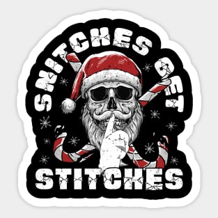 Snitches Get Stitches Santa Funny Xmas Sticker